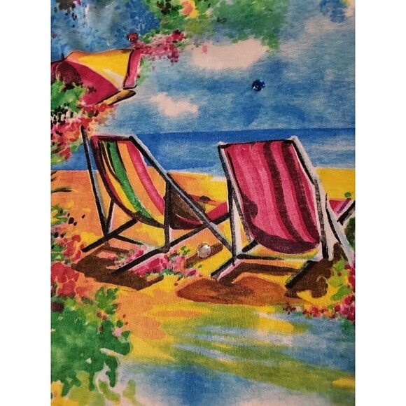 Vintage Silver Threads Womens Size L Novelty Tunic Top Beach Theamed Multi USA - Picture 3 of 11